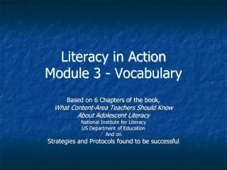 Literacy in Action Module 3 - Vocabulary