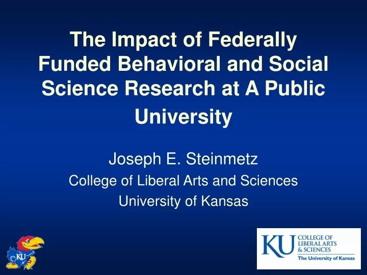 the impact of federally funded behavioral and social science research at a public university