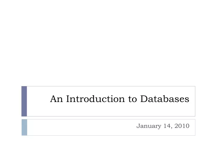 an introduction to databases