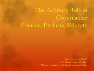 The Auditor’s Role in Governance