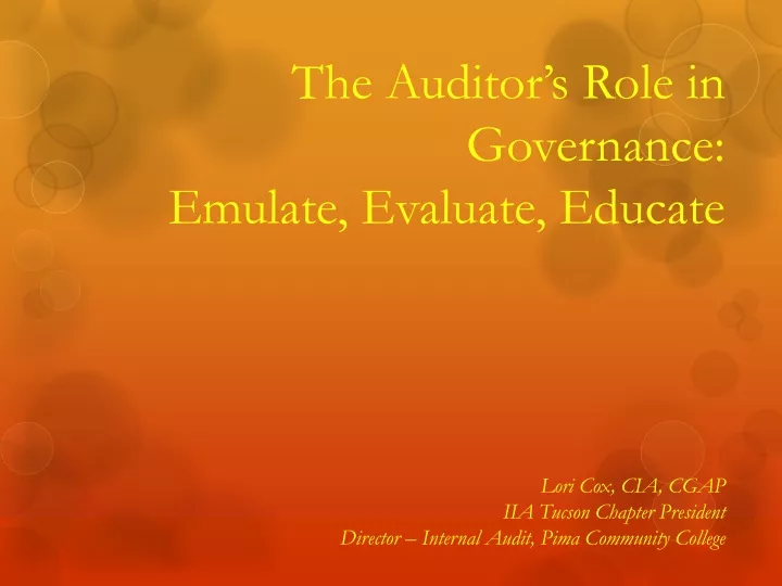 the auditor s role in governance emulate evaluate
