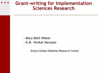 Grant-writing for Implementation Sciences Research