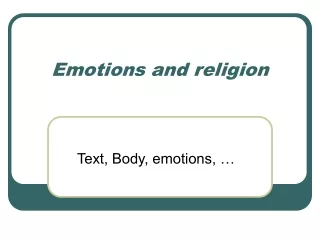 Emotions and religion