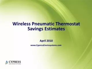 Wireless Pneumatic Thermostat Savings Estimates