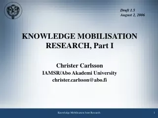 KNOWLEDGE MOBILISATION RESEARCH, Part I