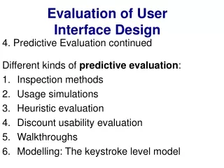 Evaluation of User Interface Design