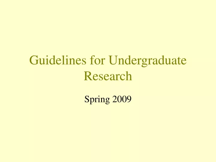 guidelines for undergraduate research