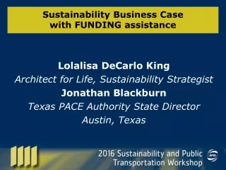 Sustainability Business Case  with FUNDING assistance