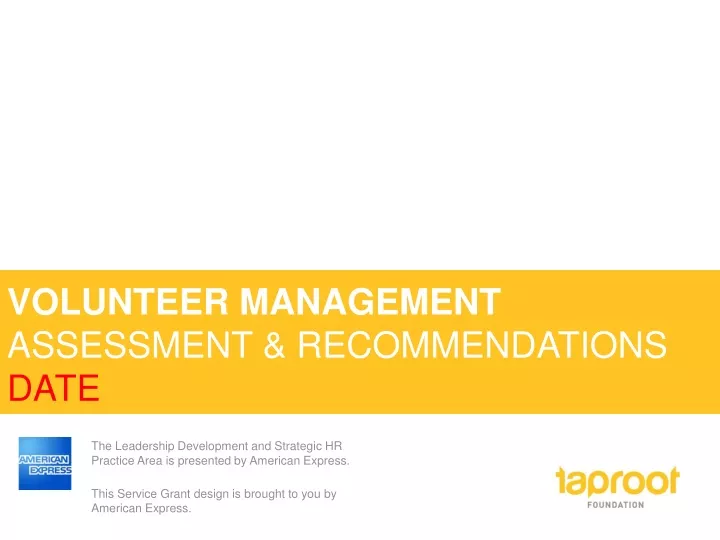 volunteer management assessment recommendations