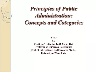 Principles of Public Administration:  Concepts and Categories