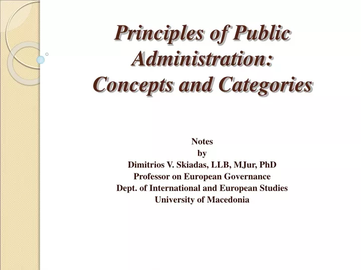 principles of public administration concepts and categories