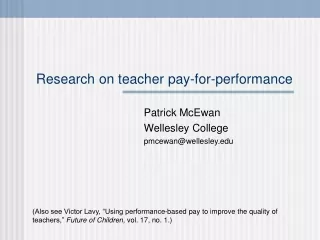 Research on teacher pay-for-performance