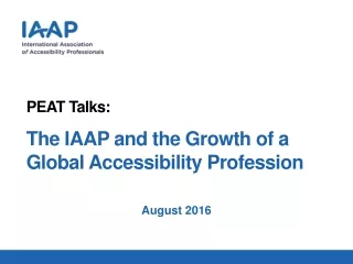 PEAT Talks: The IAAP and the Growth of a Global Accessibility Profession