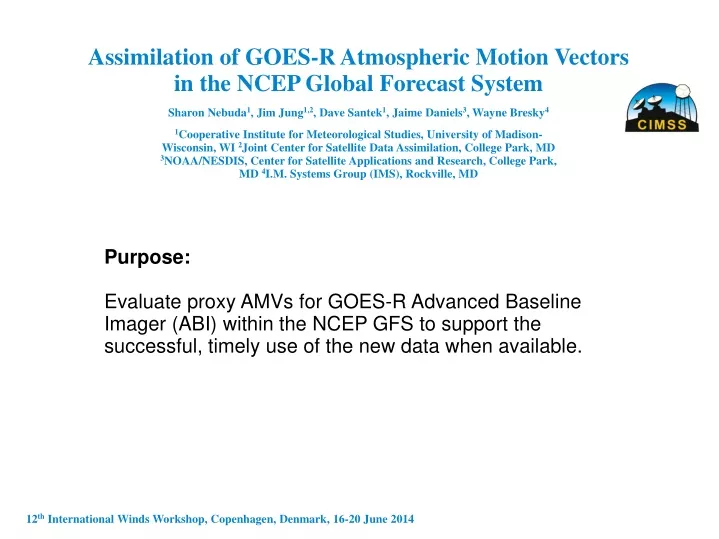 assimilation of goes r atmospheric motion vectors
