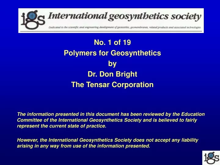no 1 of 19 polymers for geosynthetics