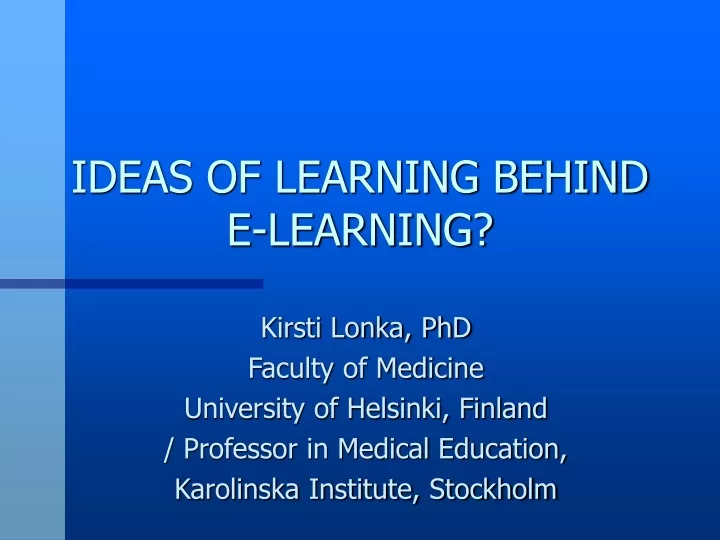 ideas of learning behind e learning