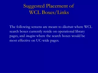 Suggested Placement of  WCL Boxes/Links