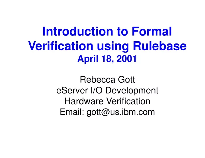 introduction to formal verification using