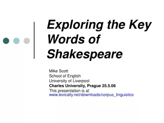 Exploring the Key Words of Shakespeare