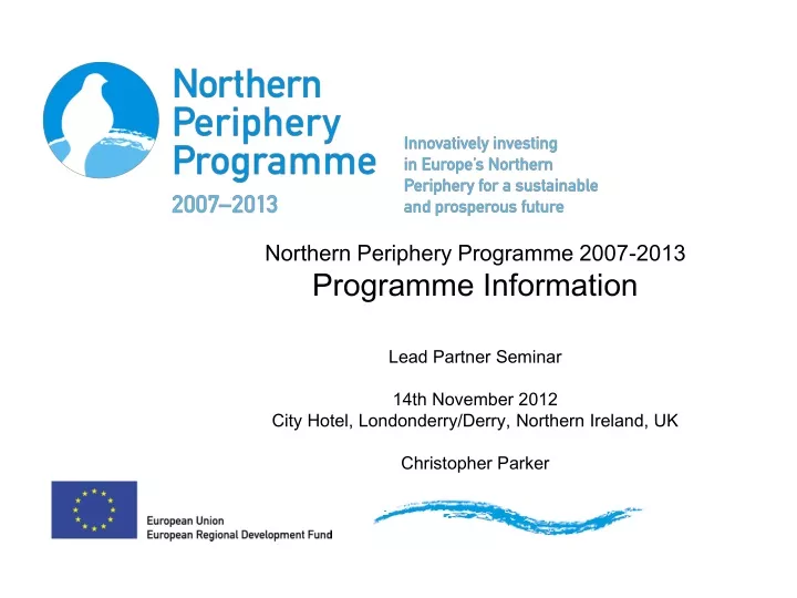 northern periphery programme 2007 2013 programme