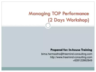 Managing TOP Performance (2 Days Workshop)