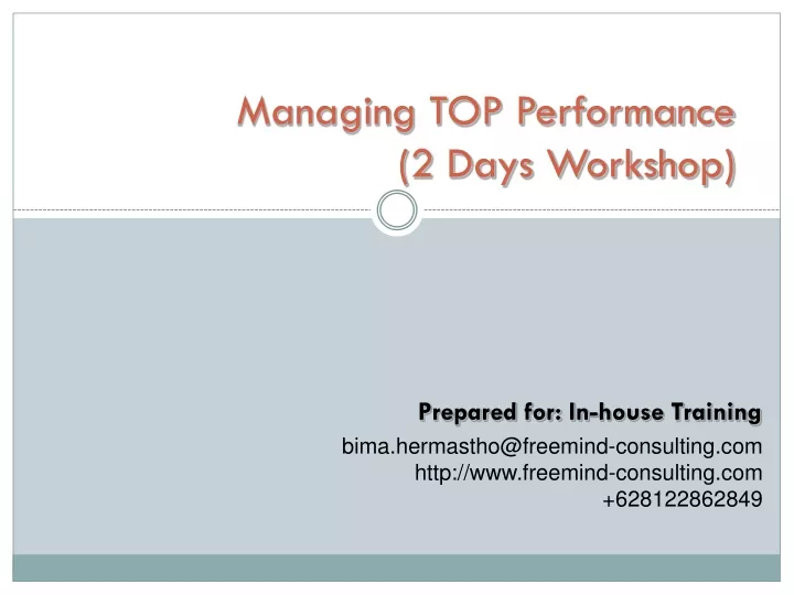 managing top performance 2 days workshop