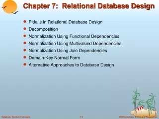 Chapter 7:  Relational Database Design