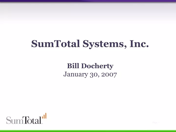 sumtotal systems inc bill docherty january 30 2007