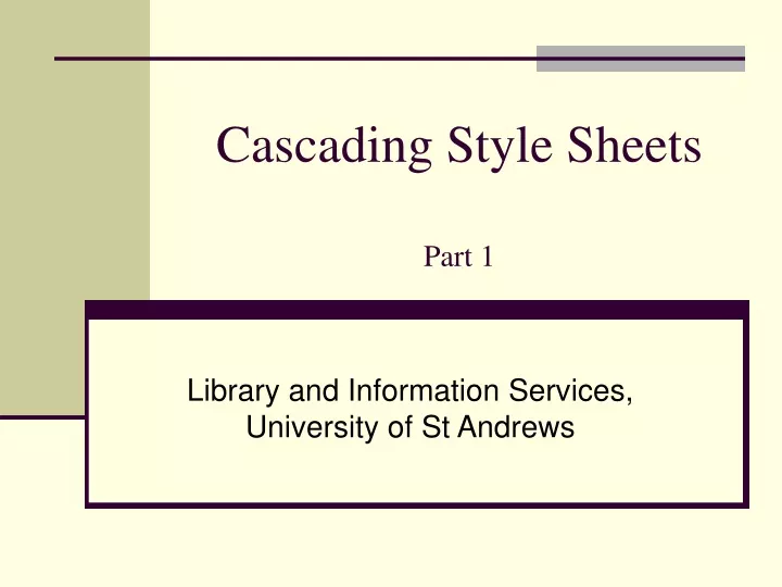 cascading style sheets part 1