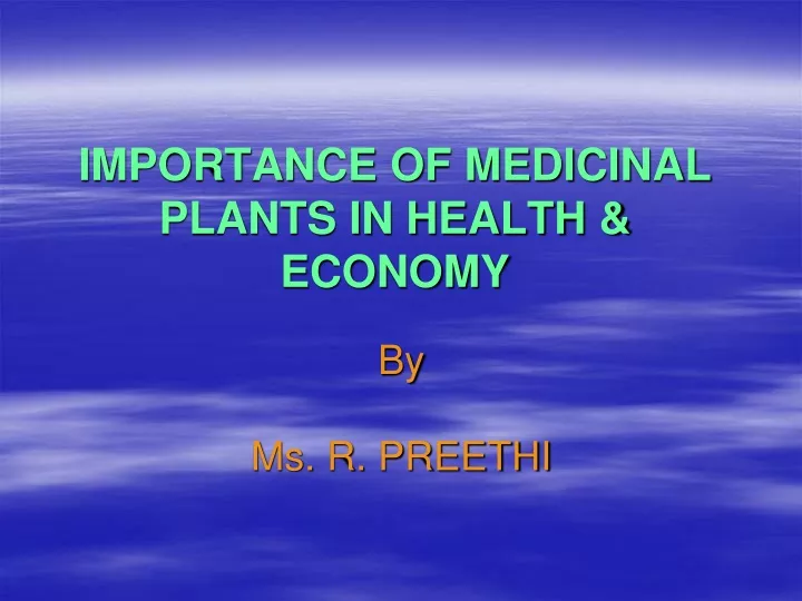 importance of medicinal plants in health economy