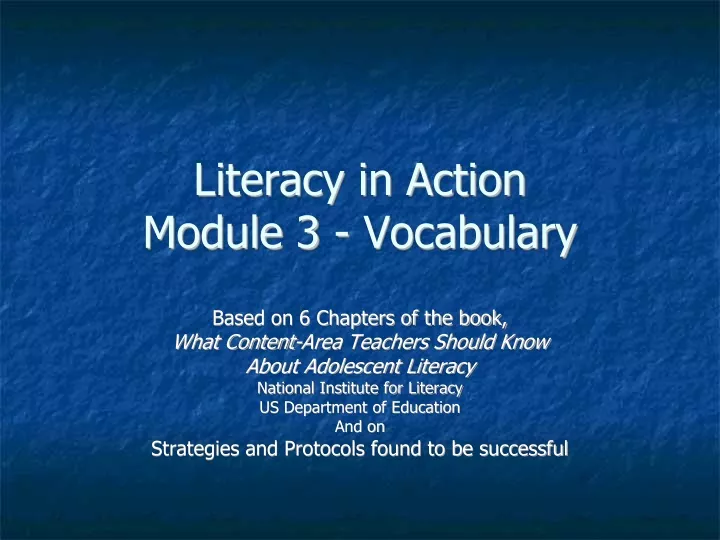 literacy in action module 3 vocabulary