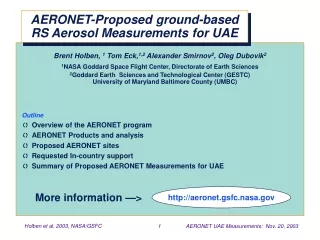 AERONET-Proposed ground-based RS Aerosol Measurements for UAE