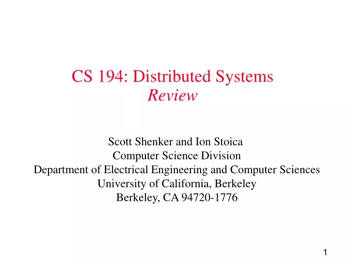 cs 194 distributed systems review