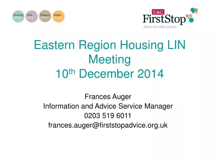 eastern region housing lin meeting 10 th december 2014