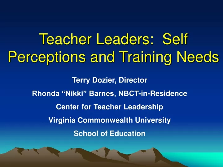 teacher leaders self perceptions and training needs