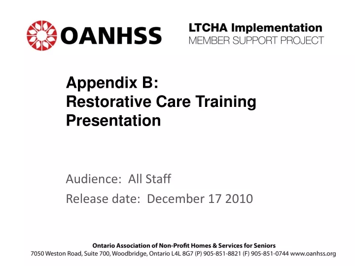 appendix b restorative care training presentation