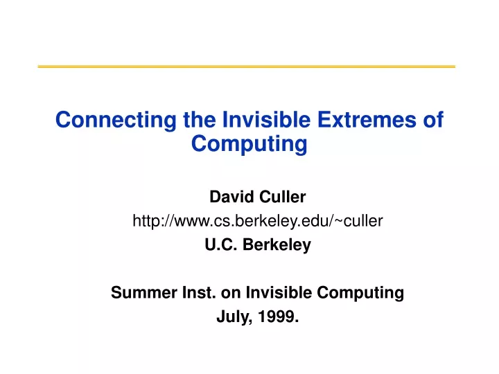 connecting the invisible extremes of computing