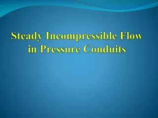 Steady Incompressible Flow in Pressure Conduits