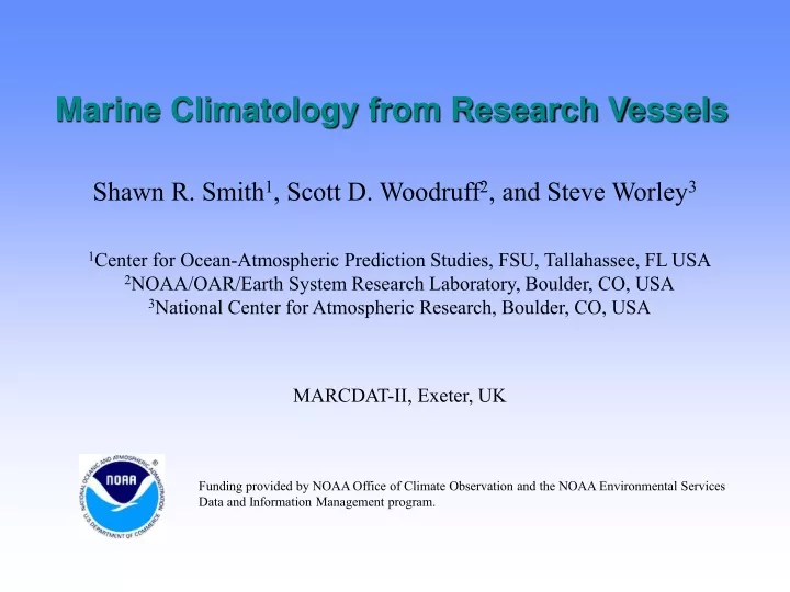 marine climatology from research vessels