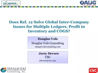 Does Rel. 12 Solve Global Inter-Company Issues for Multiple Ledgers, Profit in Inventory and COGS?