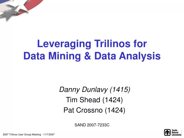 leveraging trilinos for data mining data analysis