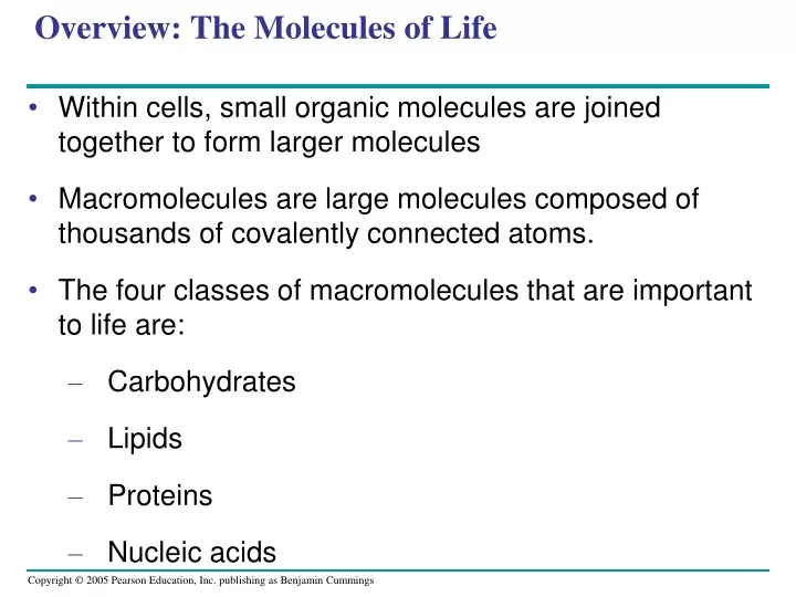 overview the molecules of life