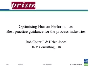 Optimising Human Performance: Best practice guidance for the process industries