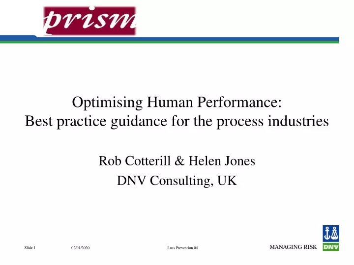 optimising human performance best practice guidance for the process industries