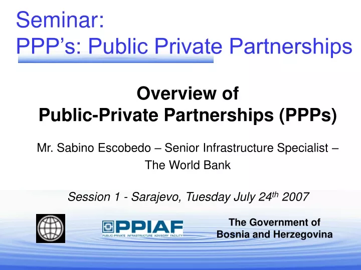 seminar ppp s public private partnerships