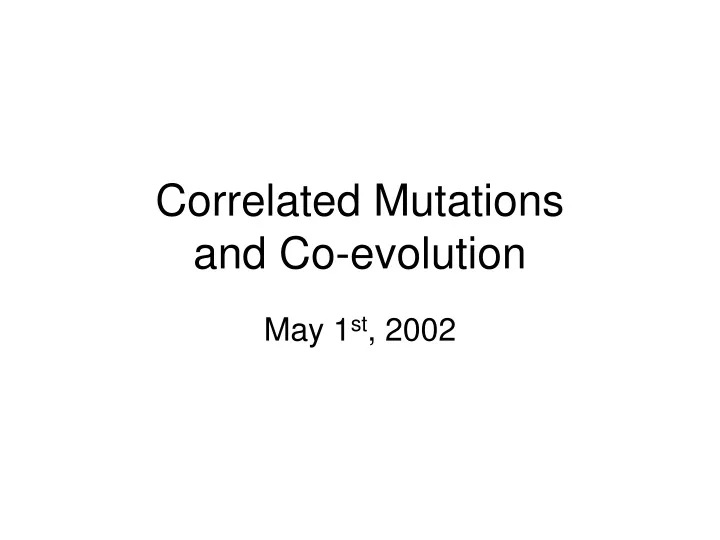 correlated mutations and co evolution