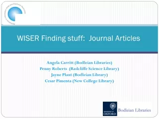 WISER  Finding  stuff:  Journal Articles