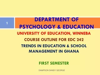 DEPARTMENT OF PSYCHOLOGY &amp; EDUCATION