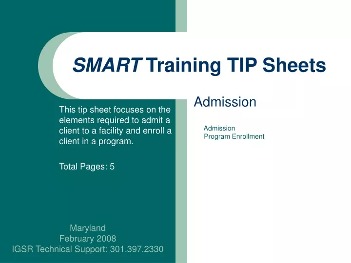 smart training tip sheets