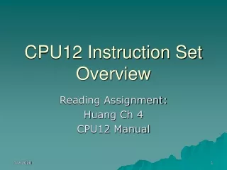 CPU12 Instruction Set Overview